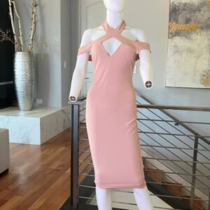 Nookie Hollywood Midi Dress in Blush Pink